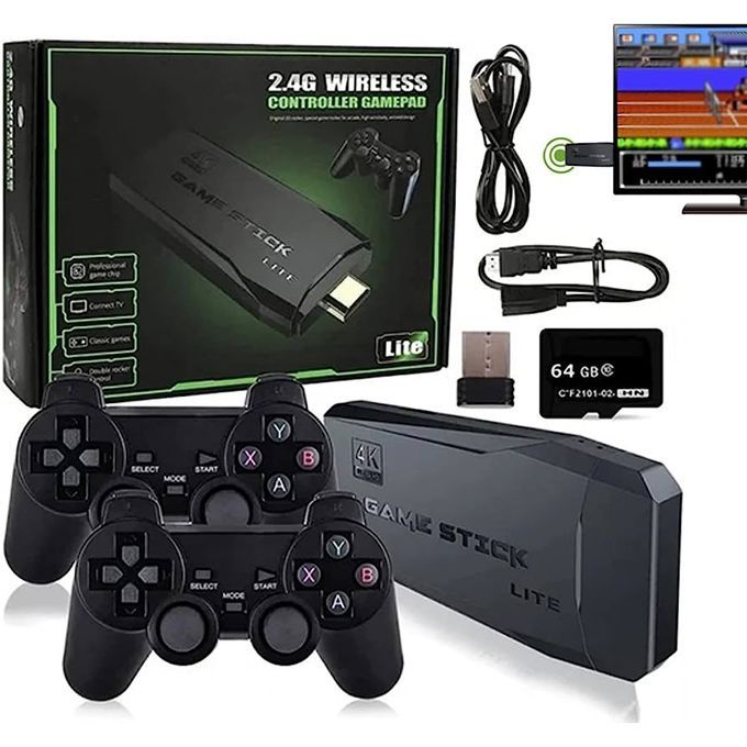 Console jeux Stick 4K Hdmi + 2 Manettes Sans Fil Plus De 20000 Jeux